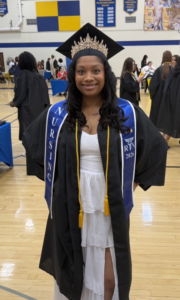 NECC class of 2026 grad Cassandra Elie in graduation attire at Commencement 2026