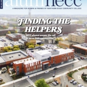 cover of the spring '25 edition of alumnecc. features the el hefni building