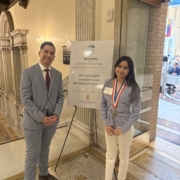 Andy Vargas stands with Dayana at the state house