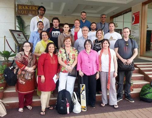 The delegation including Dina Brown, front row left, and Cheryl Goodwin, front row, center.