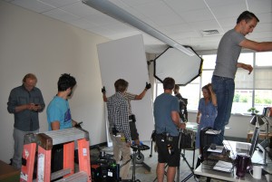 The Van Wormer International movie crew transformed NECC rooms into a doctor's office and DNA lab.