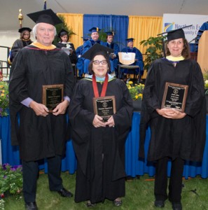 Retirees Michael Broughton, Francine Pappalardo, and Linda Hummel-Shea received the honor of emeritus status during NECC's 53rd commencement exercises in May.
