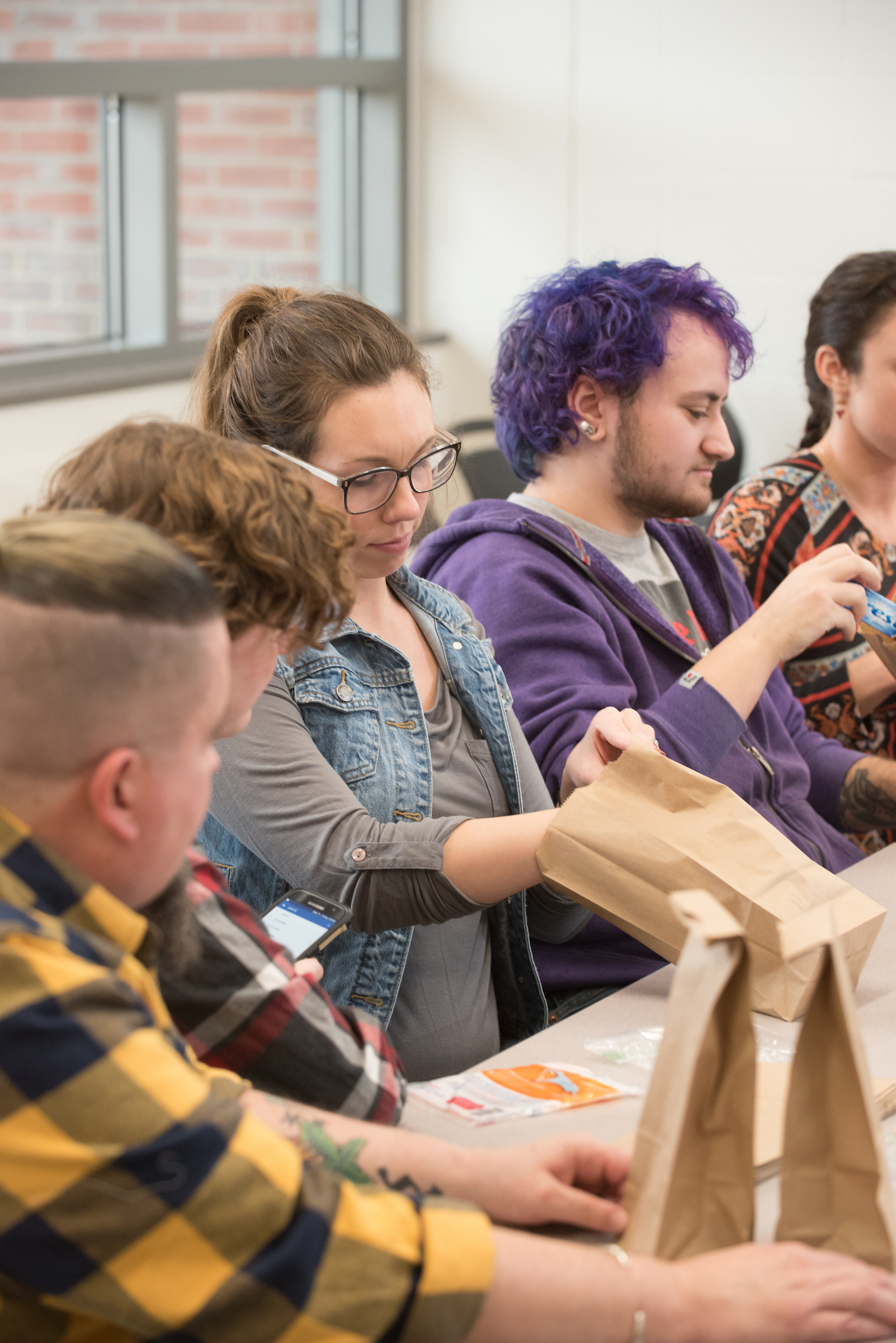 Students working on a community project