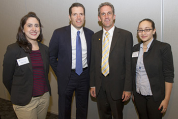 Lindsey Curole, Rep. Barry Finegold, NECC President Lane Glenn, and NECC student trustee and engineering science major Emily Ramirez