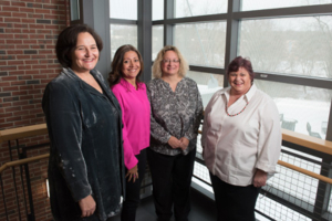 NECC's 2016 NISOD recipients are from (l to r) Patricia Schade of Byfield, Liliana Brand of Andover, Tricia Butler of Haverhill, Patricia Willett of Groveland, and John Davidson of Lowell (not in photo).