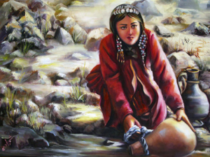 "Kurdish Girl" is one of the 13 oil-on-canvas pieces in Shahrzad Shadbash's exhibit opening November 2 in NECC's ArtSpace.