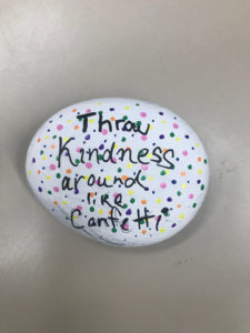 "Throw Kindness Around Like Confetti" written on Kindness Rock